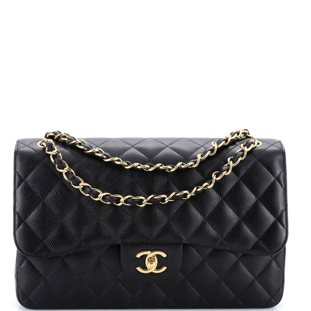 Chanel Jumbo Classic Double Flap Bag Quilted Caviar